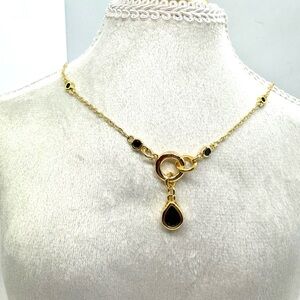 Elegant Goldfilled,  Black Pendant Necklace
